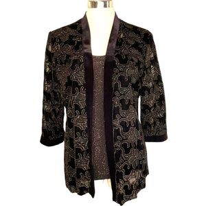 Black Gold Velvet Metallic Jacket Top
